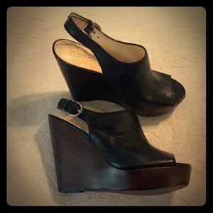 Coach wedge heels. black super cute!! Never worn